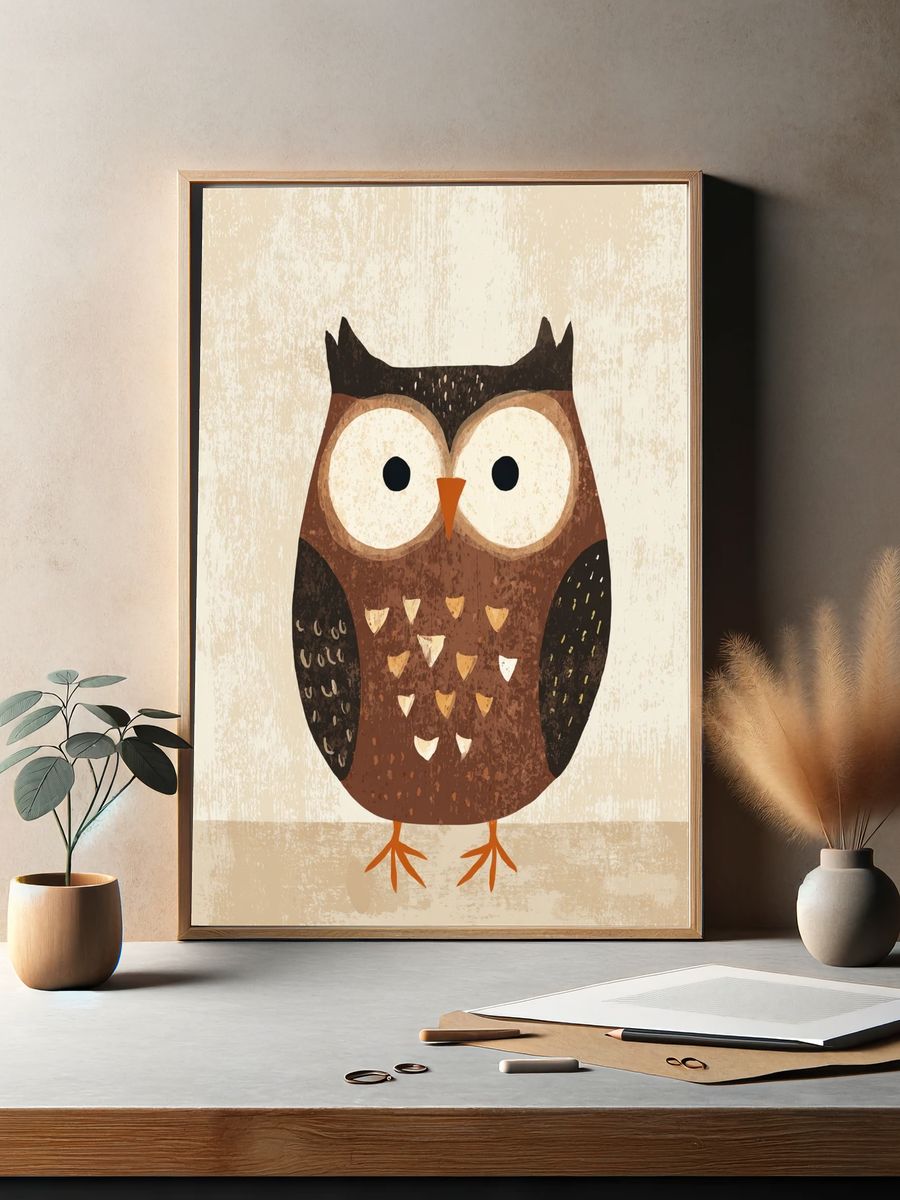 Cute Owl Illustration Poster. — room view 2