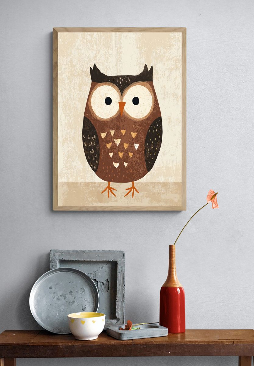 Cute Owl Illustration Poster. — room view 3