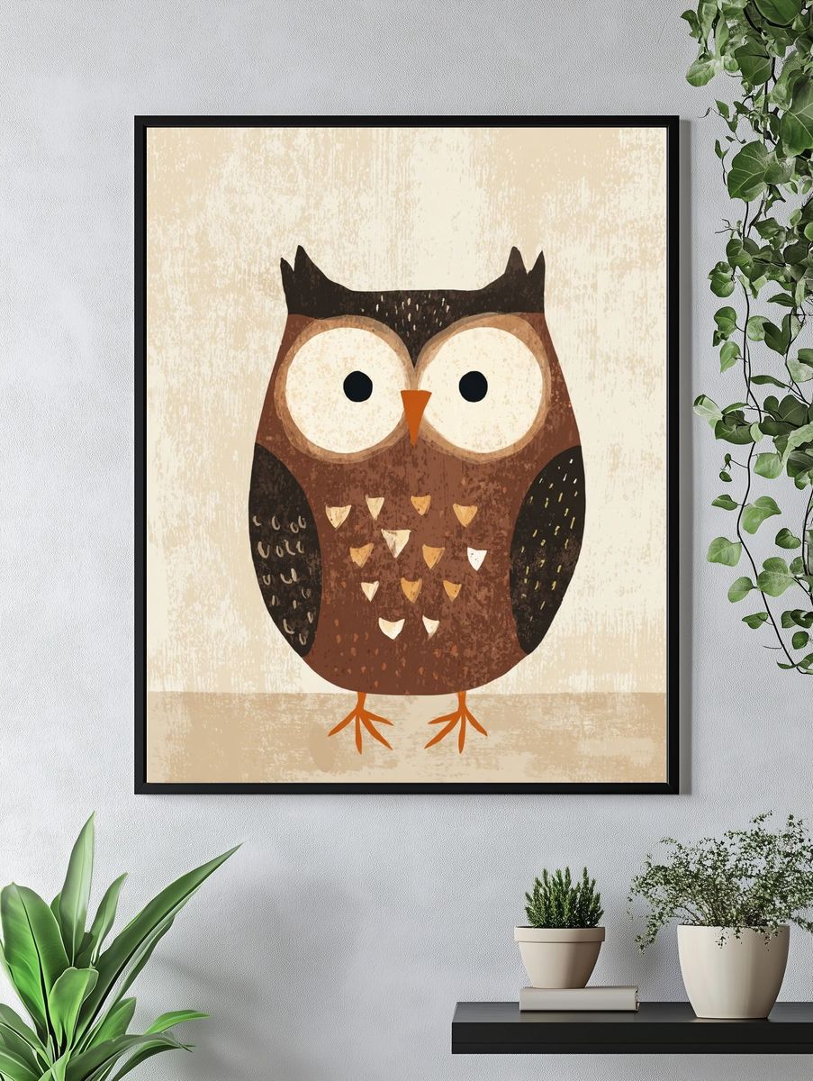 Cute Owl Illustration Poster. — room view 4