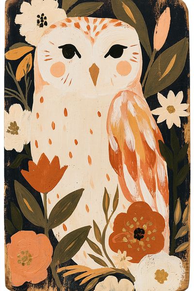 Floral Owl Illustration Poster. poster