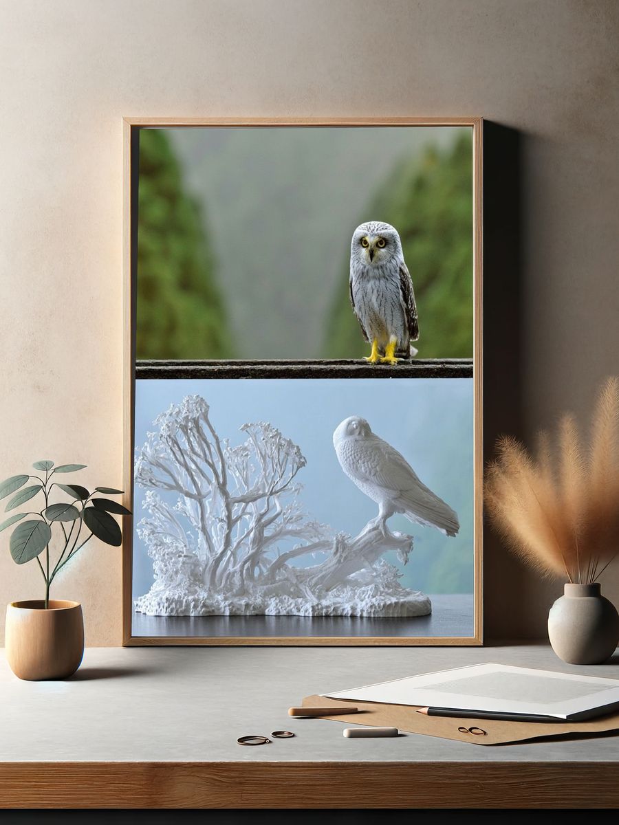 Snowy Owl Nature Photography Poster. — room view 2