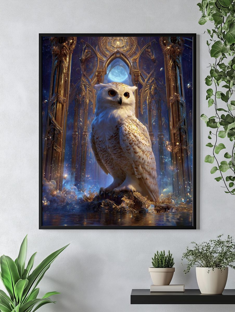 Majestic Owl in Enchanted Realm Poster. — room view 4