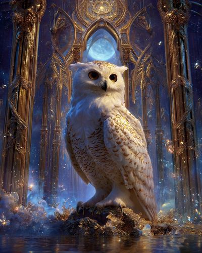 Majestic Owl in Enchanted Realm Poster. poster print
