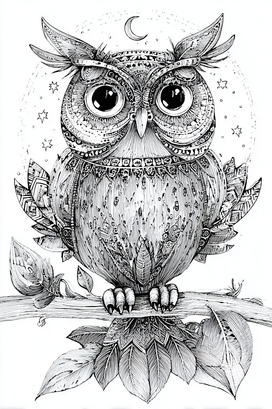 Intricate Owl Illustration Poster. poster detail