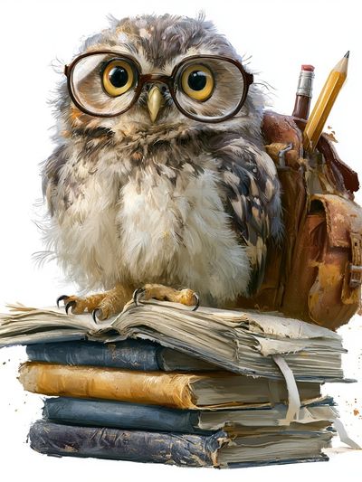 Owl Scholar Illustration Poster.