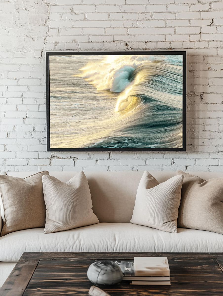 Golden Wave — Ocean Photography Poster. — room view 1