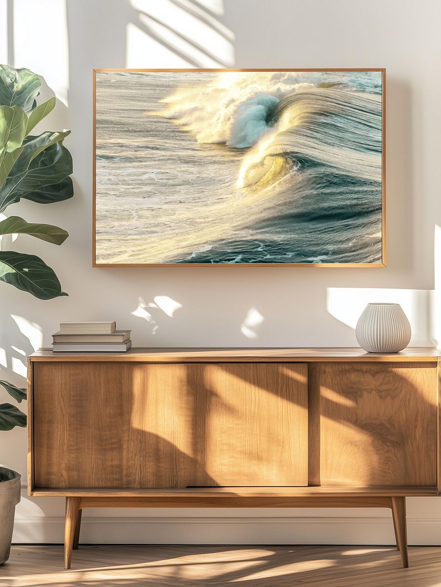 Golden Wave — Ocean Photography Poster. — room view 3