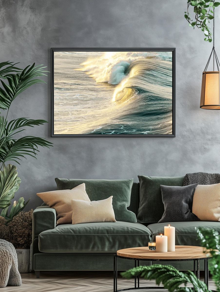 Golden Wave — Ocean Photography Poster. — room view 4