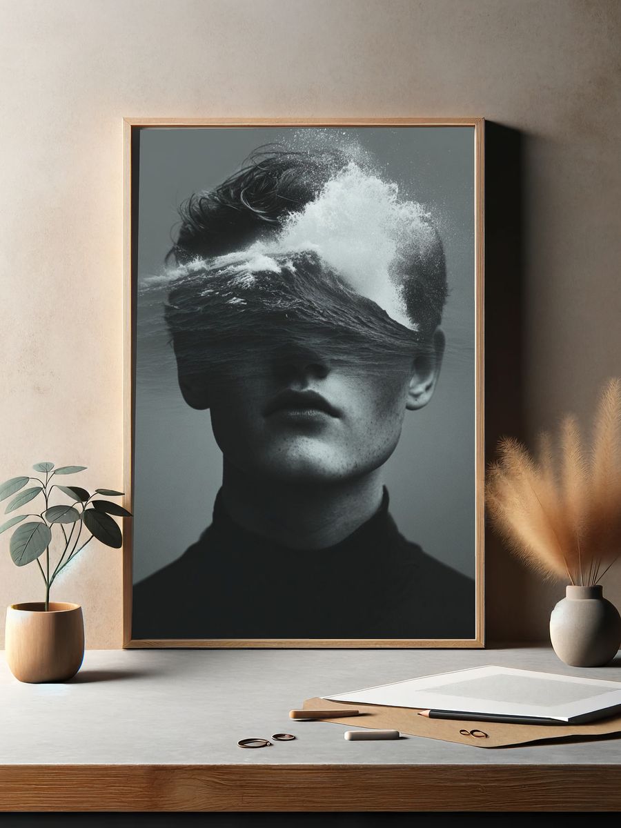 Ocean Wave Portrait Poster. — room view 2
