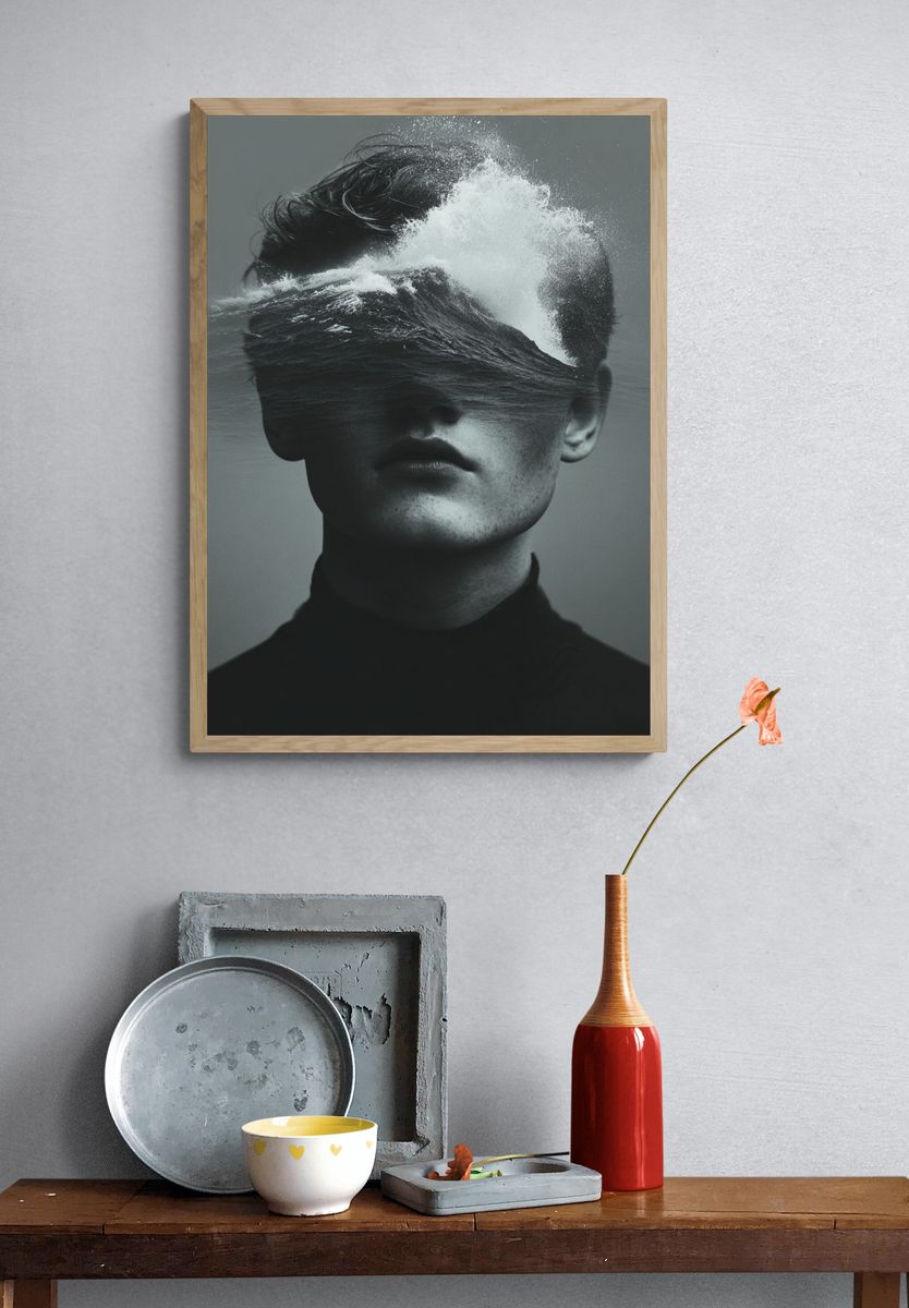 Ocean Wave Portrait Poster. — room view 3