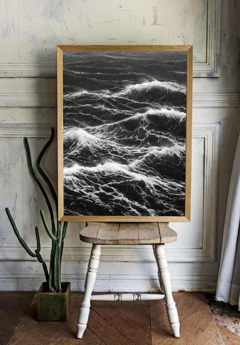 Stormy Ocean Waves Photography Poster. room preview