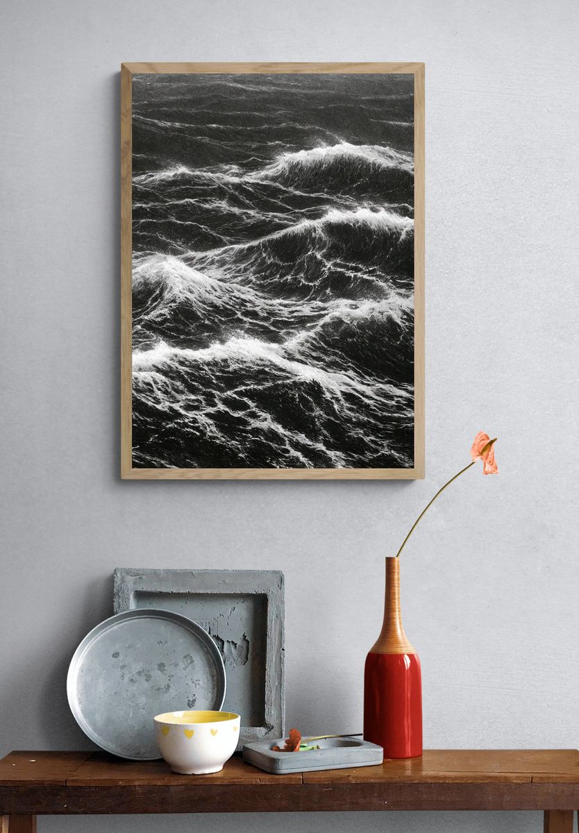 Stormy Ocean Waves Photography Poster. — room view 3