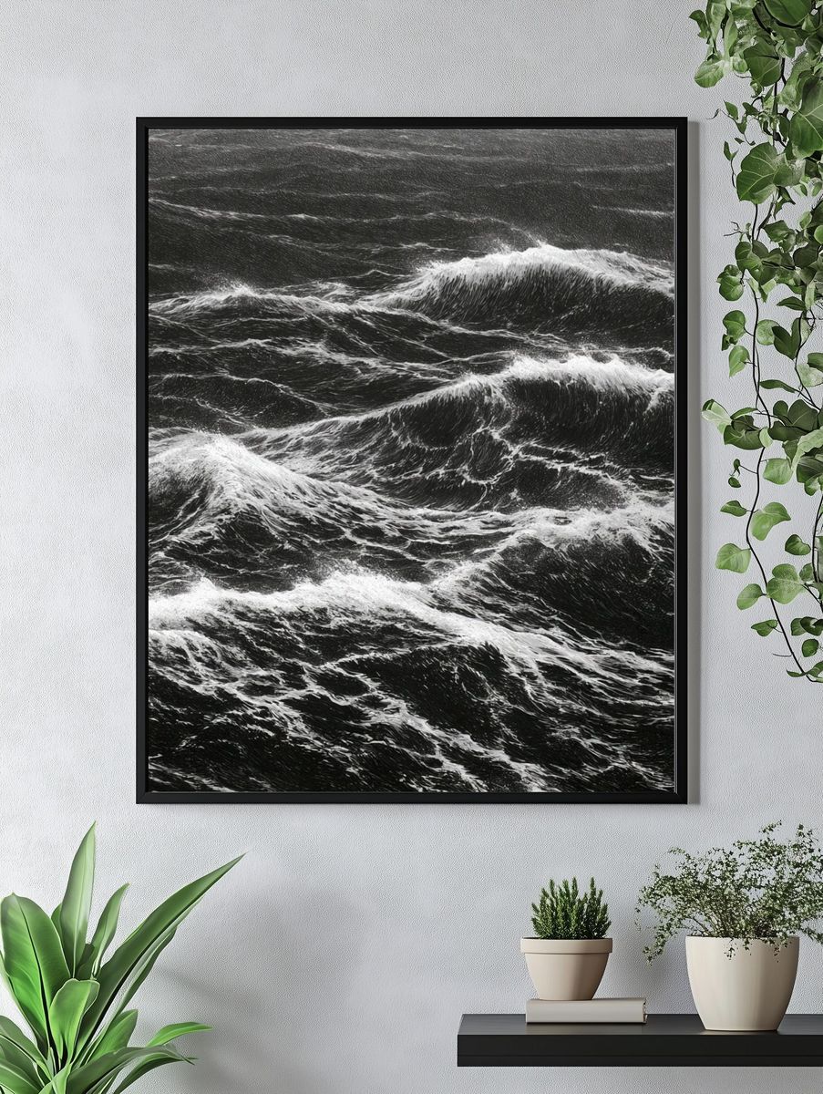 Stormy Ocean Waves Photography Poster. — room view 4