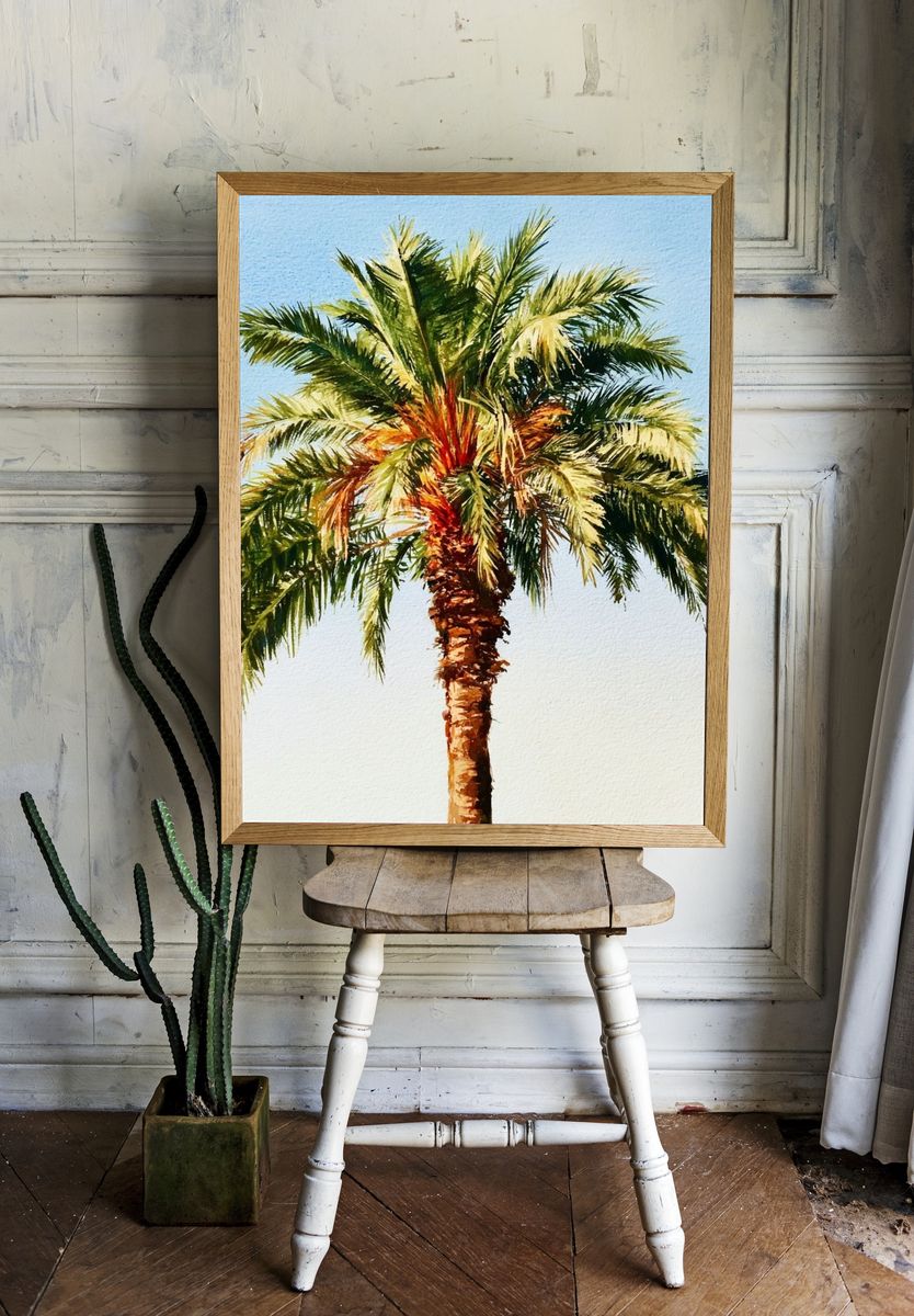 Palm Tree Watercolor Poster. room preview
