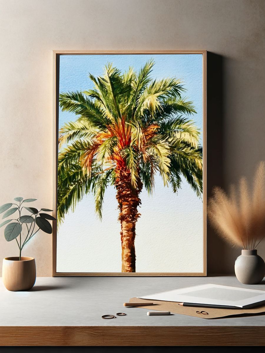 Palm Tree Watercolor Poster. — room view 2