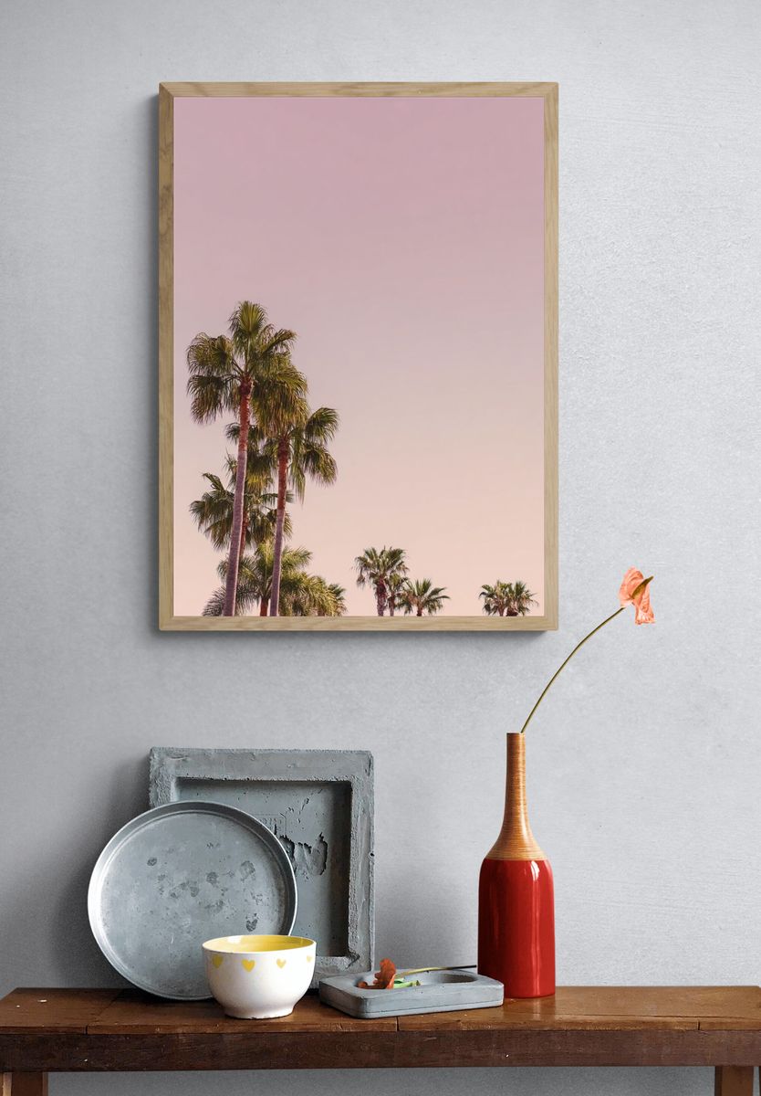 Palm Trees at Sunset Photography Poster. — room view 3