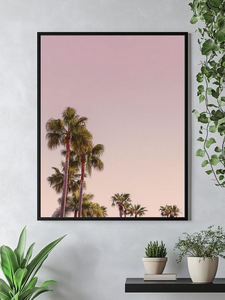 Palm Trees at Sunset Photography Poster. — room view 4