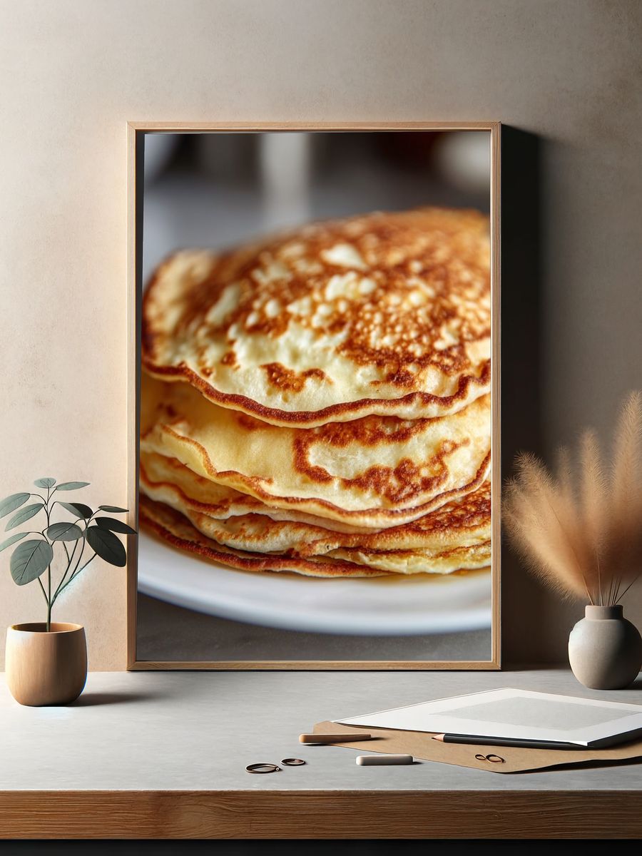 Stacked Pancakes Food Photography Poster. — room view 2