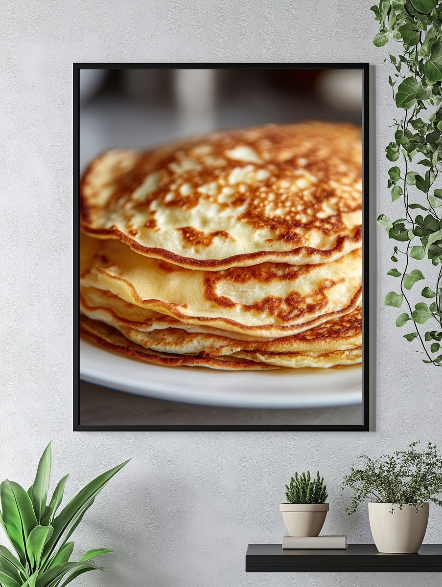 Stacked Pancakes Food Photography Poster. — room view 4