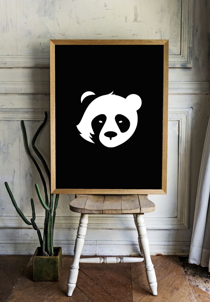 Panda Face Minimalist Print. room preview