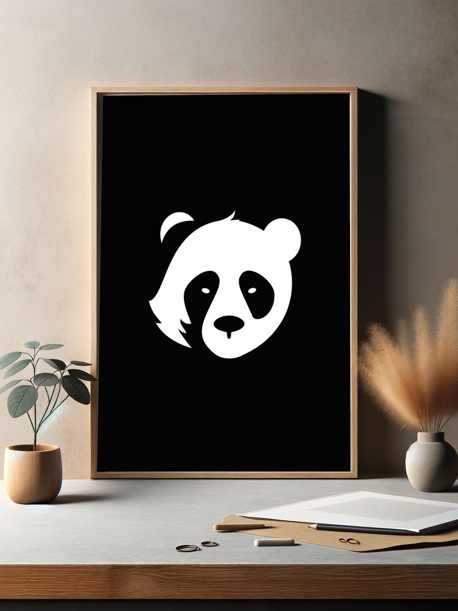 Panda Face Minimalist Print. — room view 2