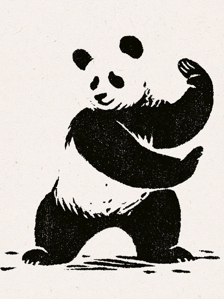 Panda Ink Illustration Poster. poster — animals art