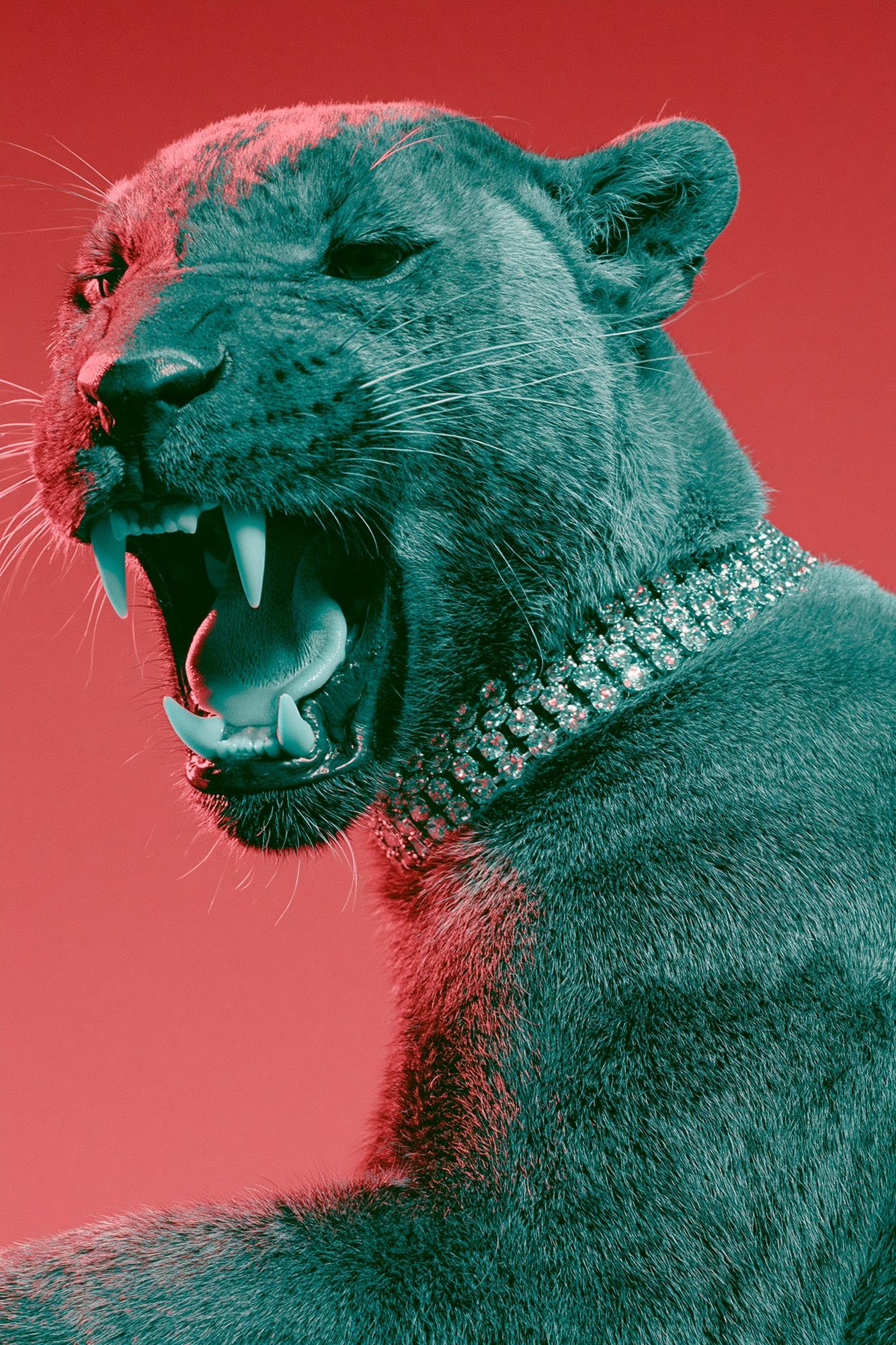 Neon Panther Portrait Print. poster detail