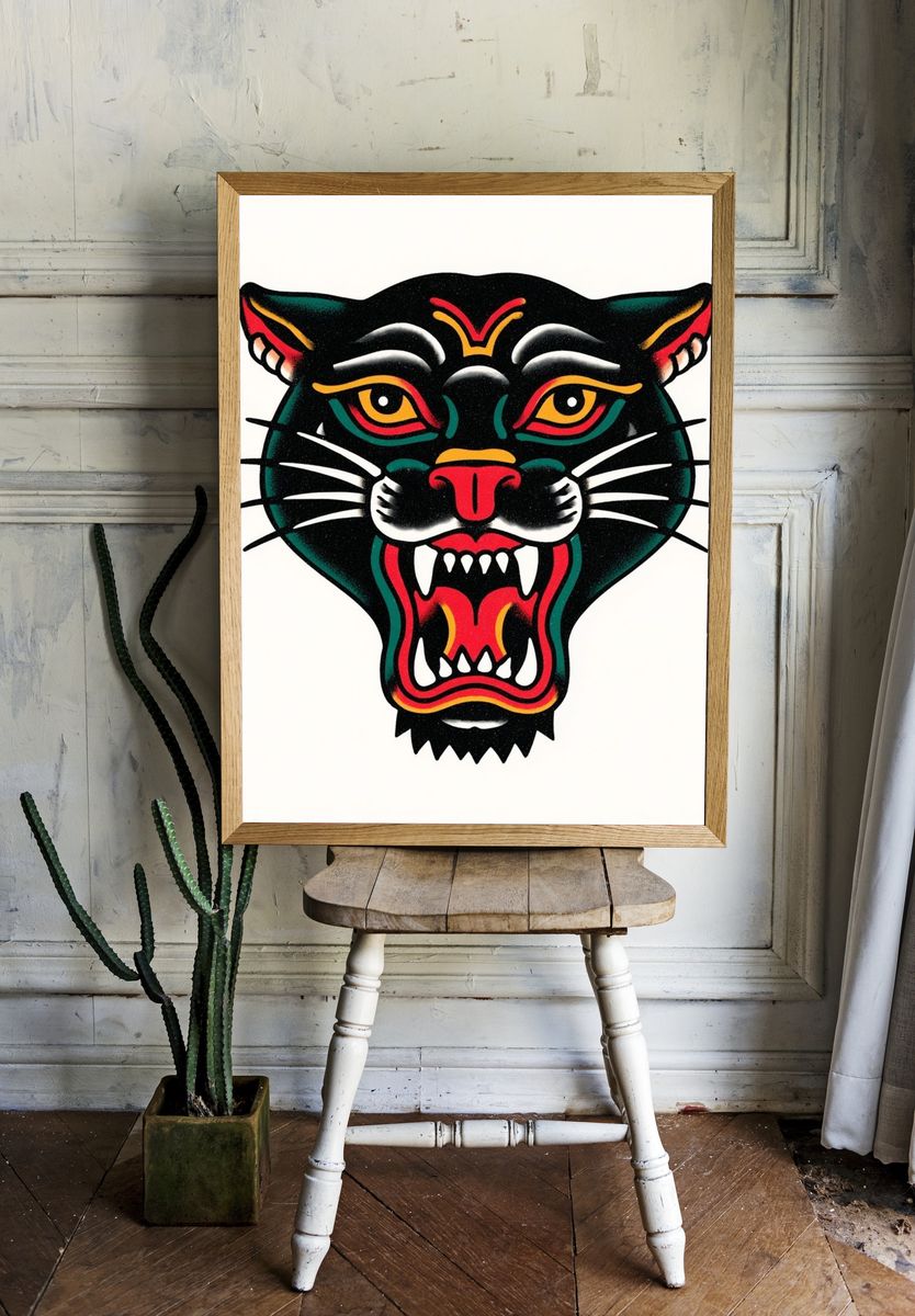 Roaring Panther Illustration Poster. room preview