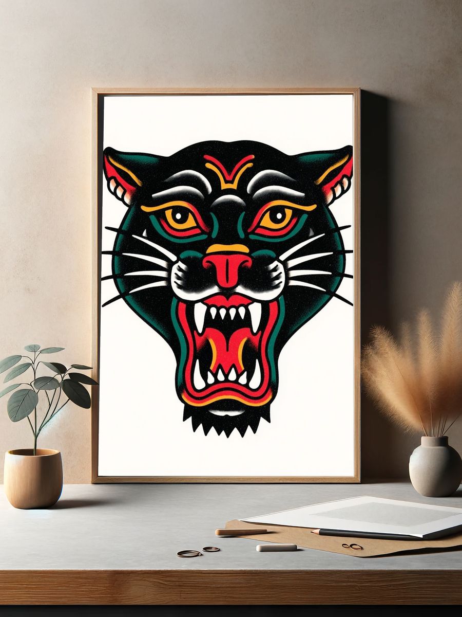 Roaring Panther Illustration Poster. — room view 2