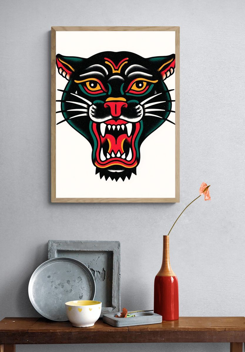 Roaring Panther Illustration Poster. — room view 3