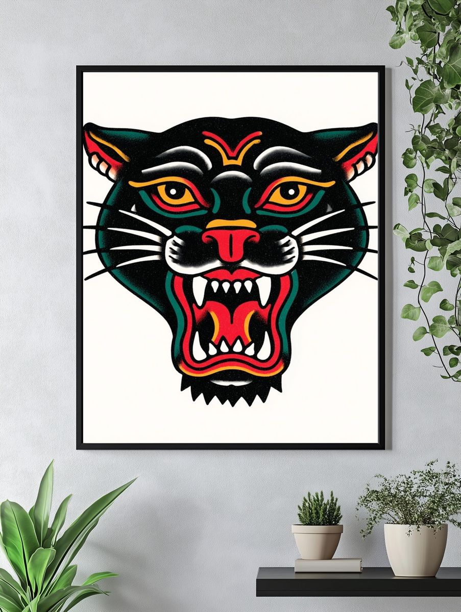 Roaring Panther Illustration Poster. — room view 4