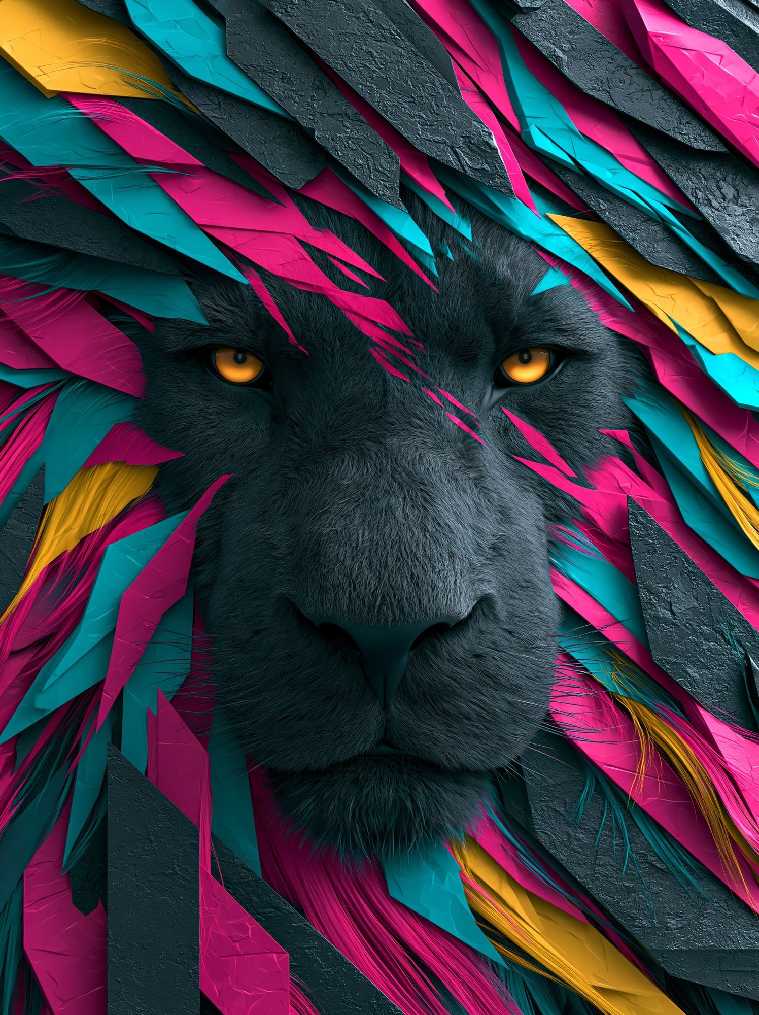 Neon Panther Portrait Poster. poster detail