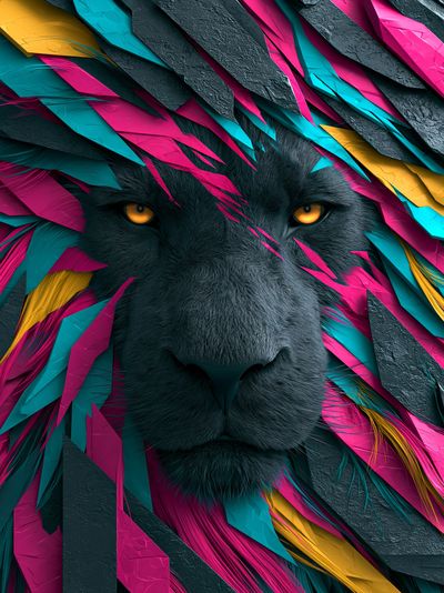 Neon Panther Portrait Poster. poster