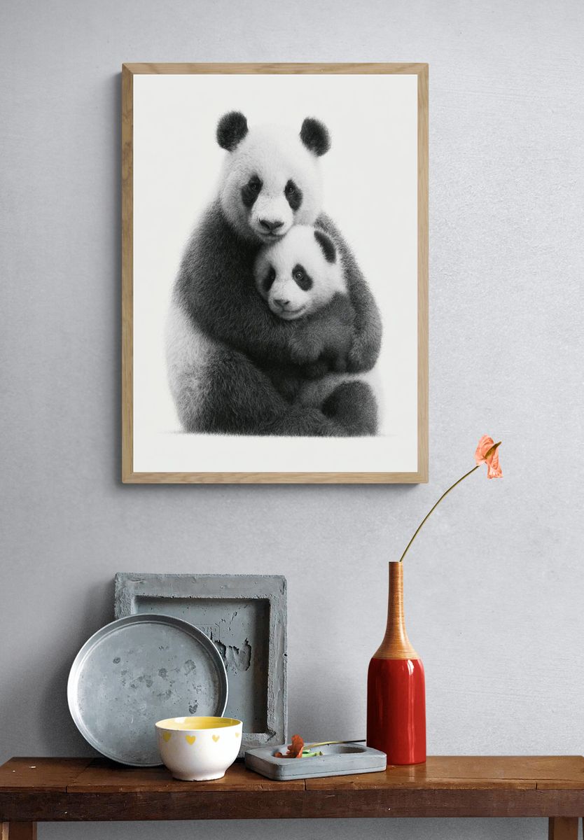 Panda Family Portrait Print. — room view 3