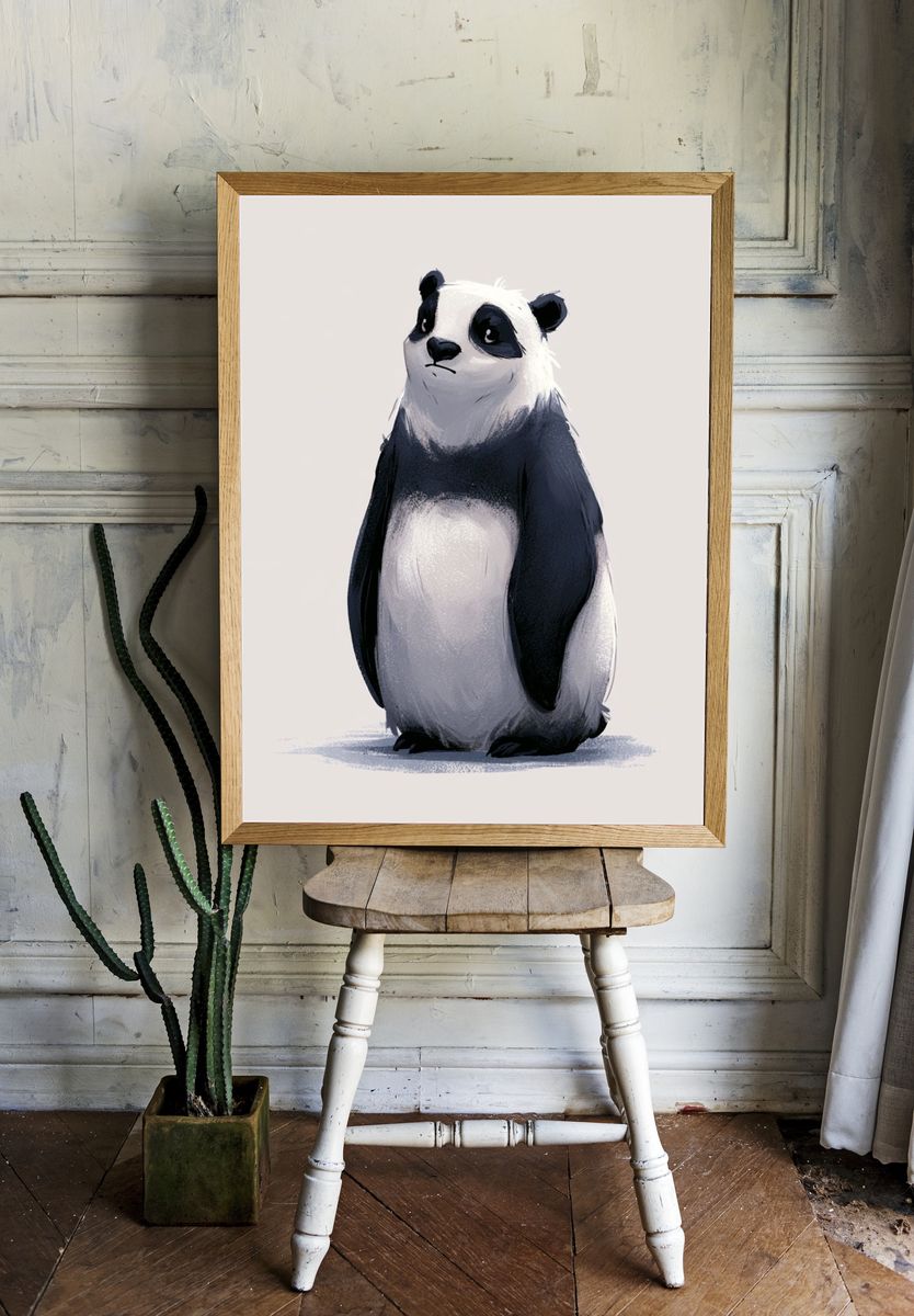 Panda Portrait Illustration Poster. room preview
