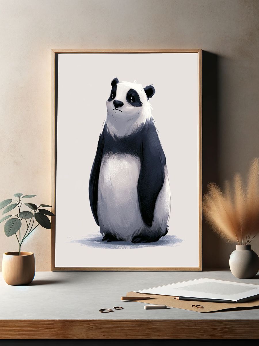 Panda Portrait Illustration Poster. — room view 2