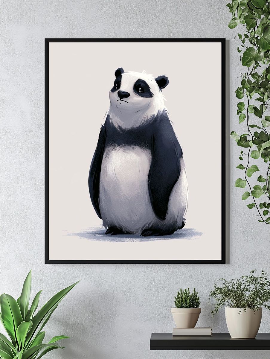 Panda Portrait Illustration Poster. — room view 4