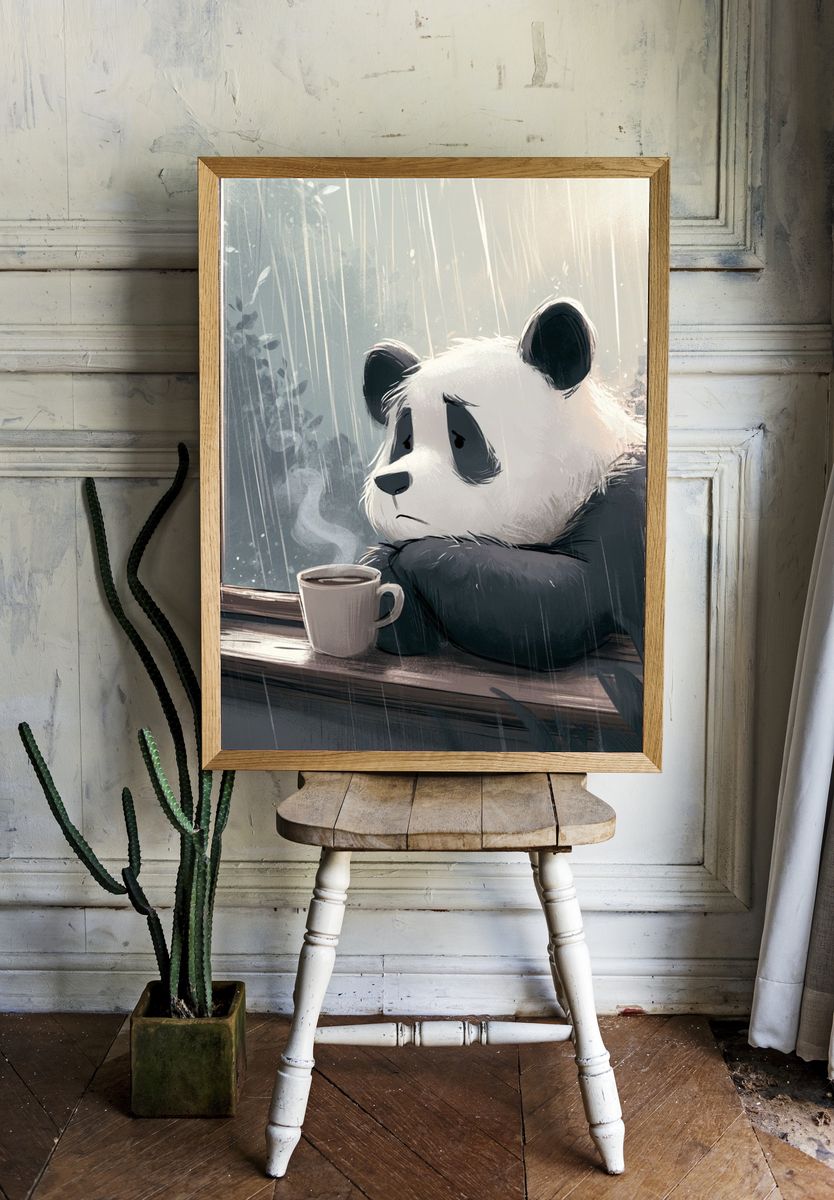 Sad Panda by the Window Poster. — room view 1