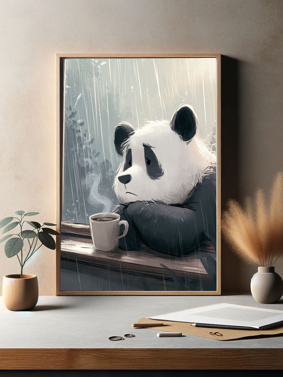 Sad Panda by the Window Poster. — room view 2