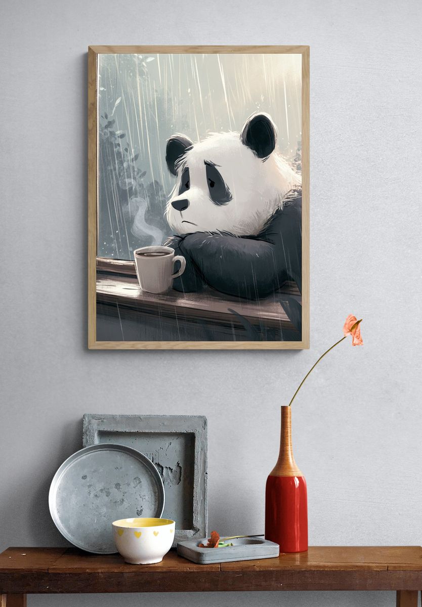 Sad Panda by the Window Poster. — room view 3
