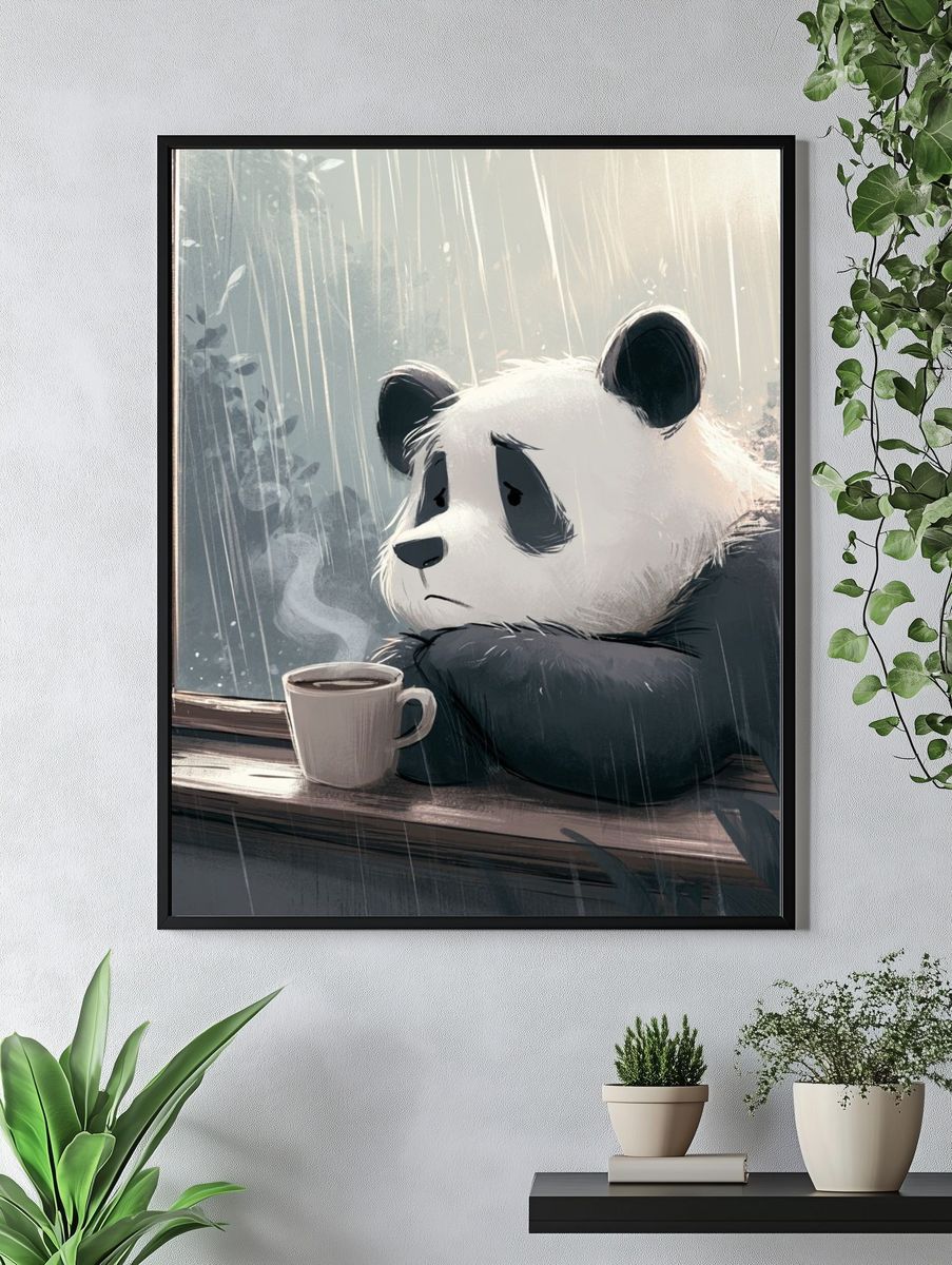 Sad Panda by the Window Poster. — room view 4
