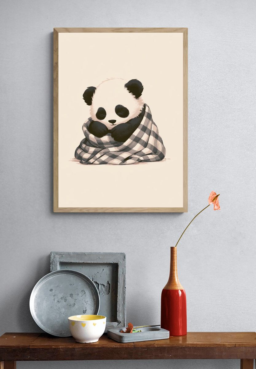 Cozy Panda Illustration Poster. — room view 3
