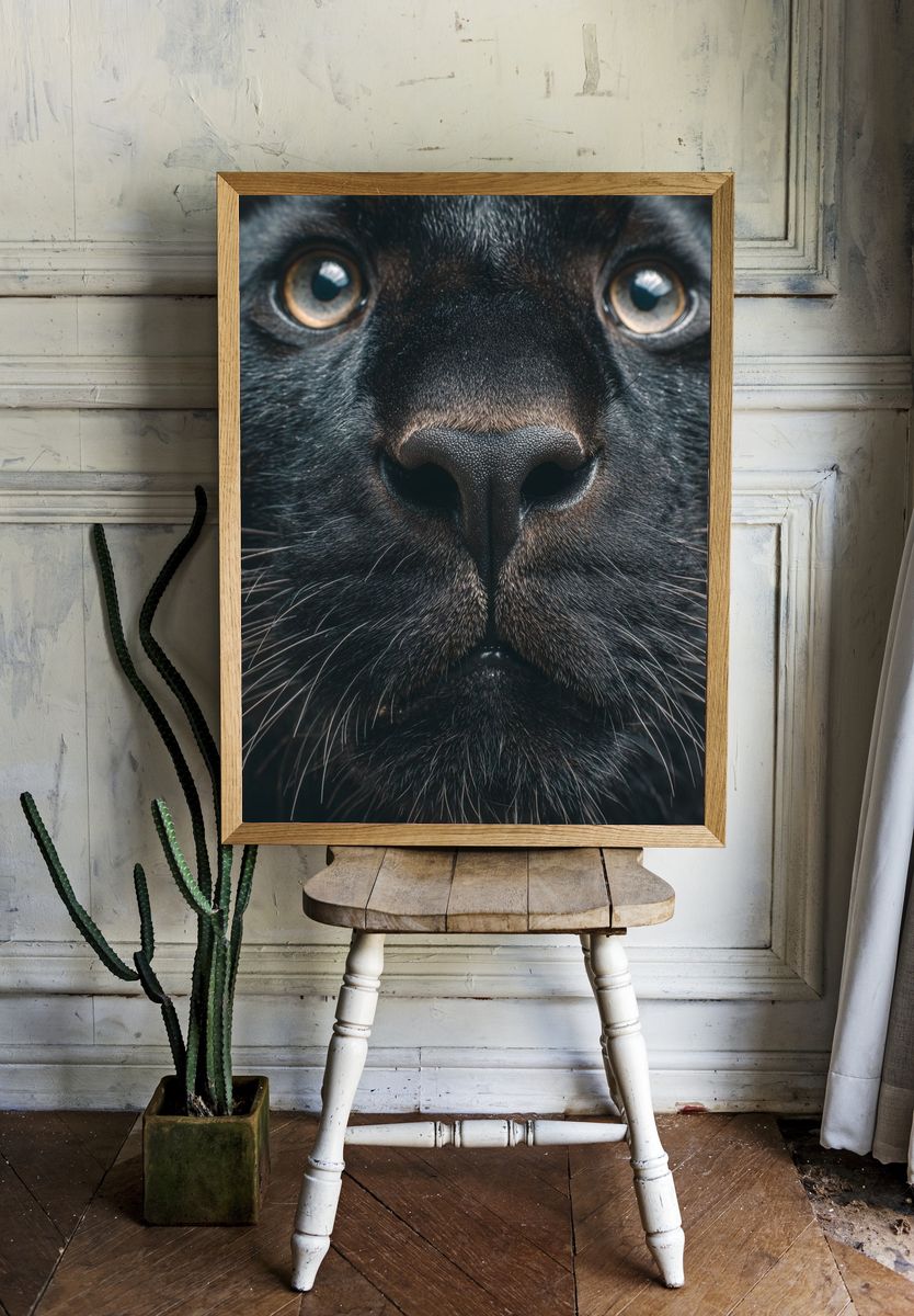 Close-Up Black Panther Photography Poster. — room view 1