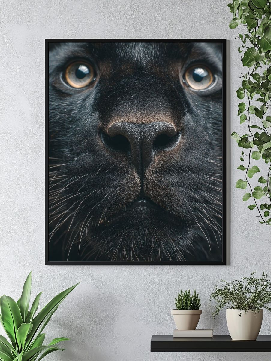 Close-Up Black Panther Photography Poster. — room view 4