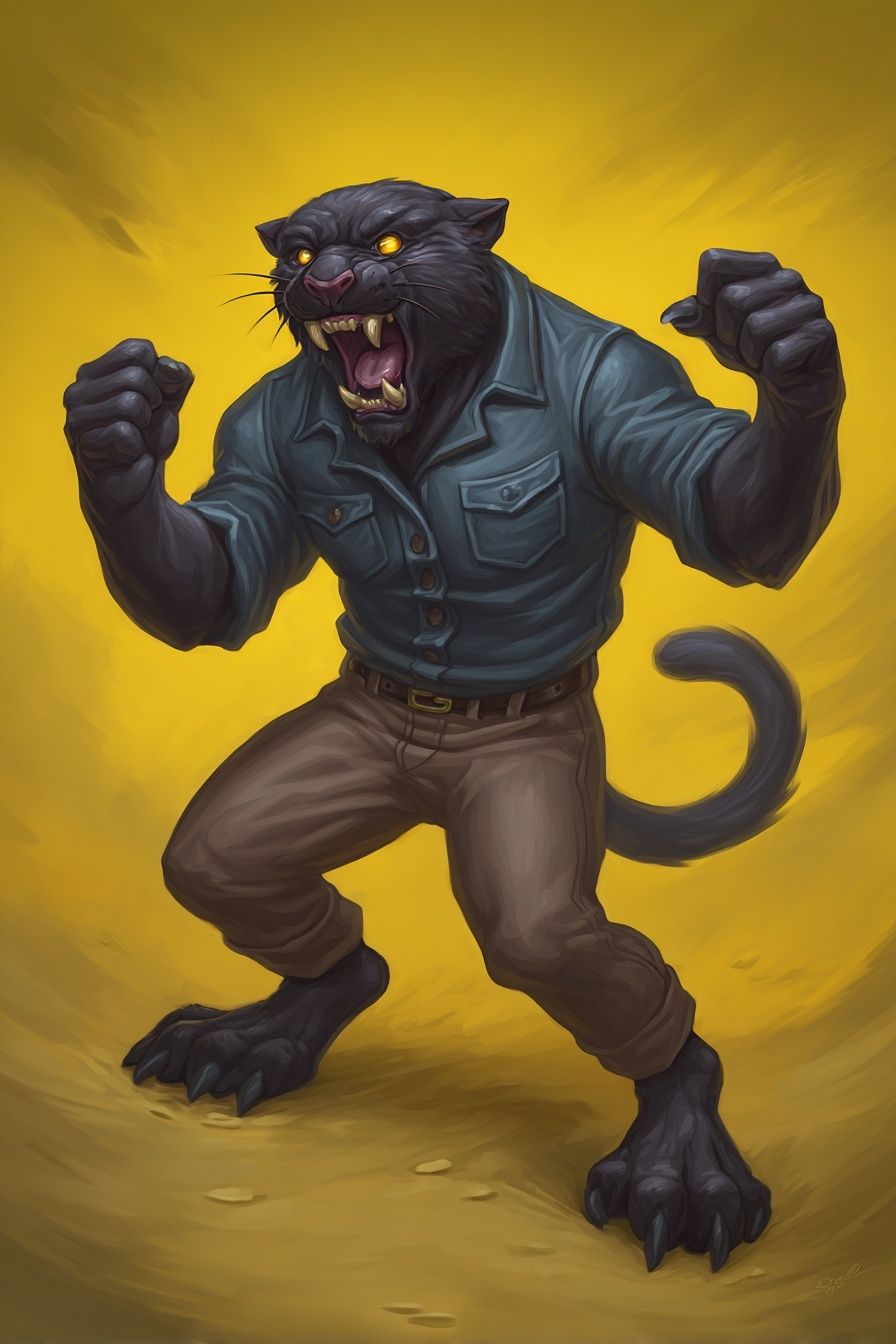 Roaring Panther Digital Art Poster. poster — illustration art
