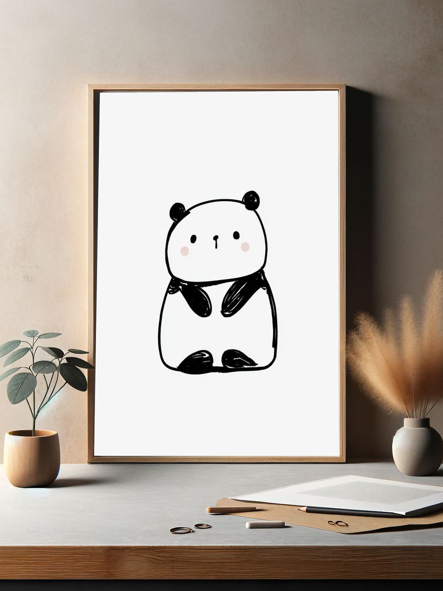 Cute Panda Minimalist Poster. — room view 2