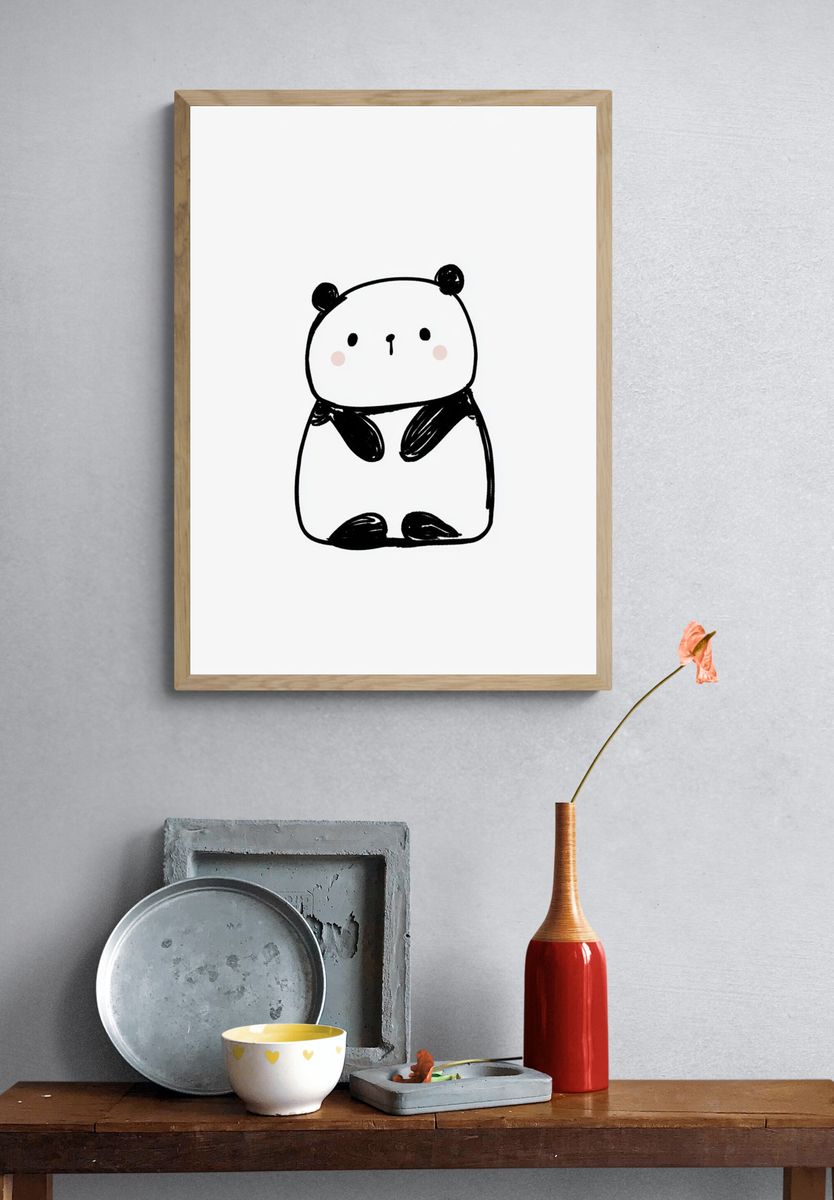 Cute Panda Minimalist Poster. — room view 3