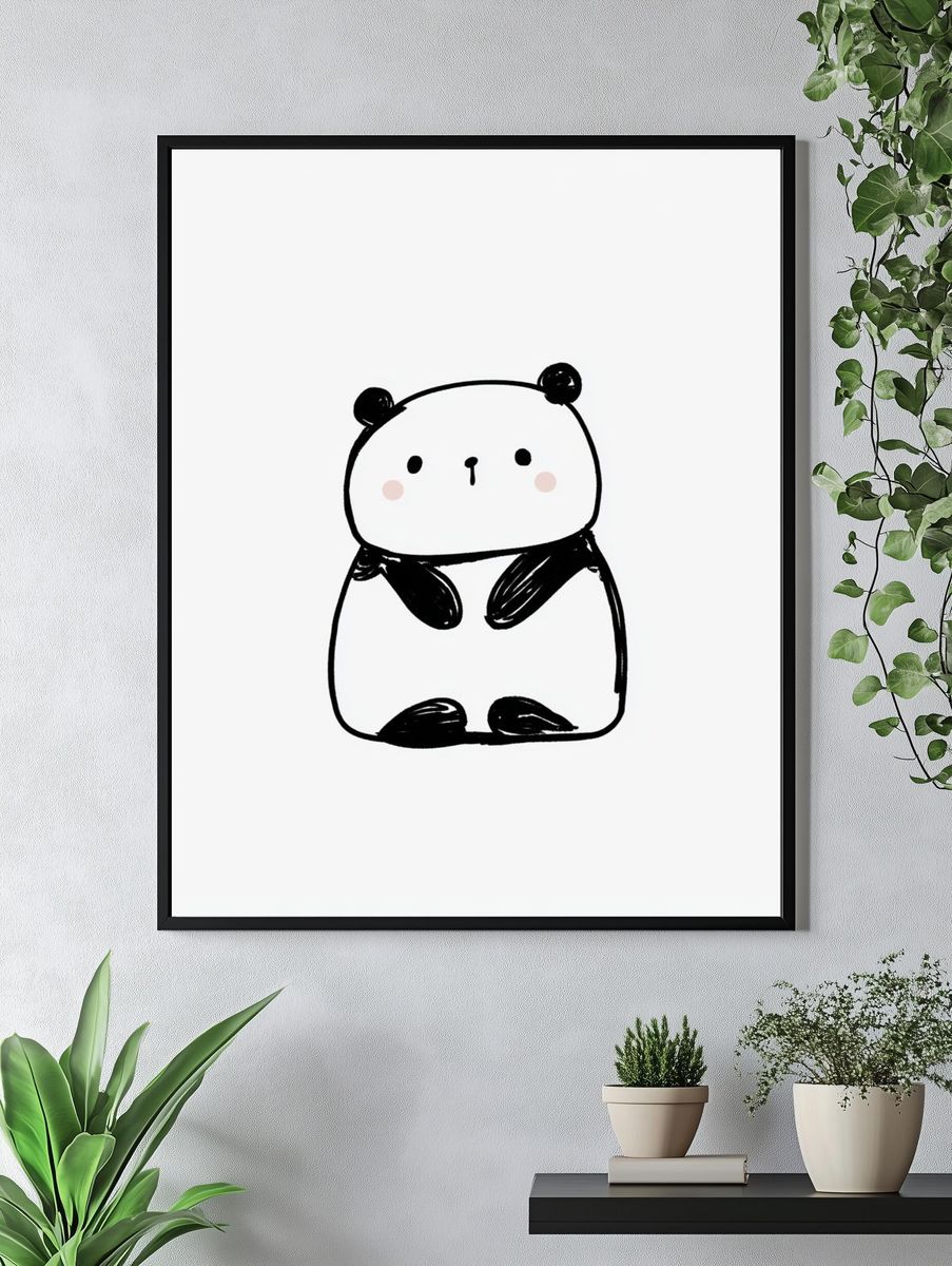Cute Panda Minimalist Poster. — room view 4