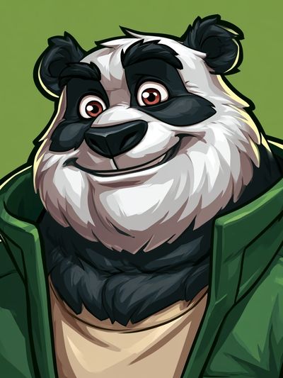 Smiling Panda Portrait Illustration Poster.