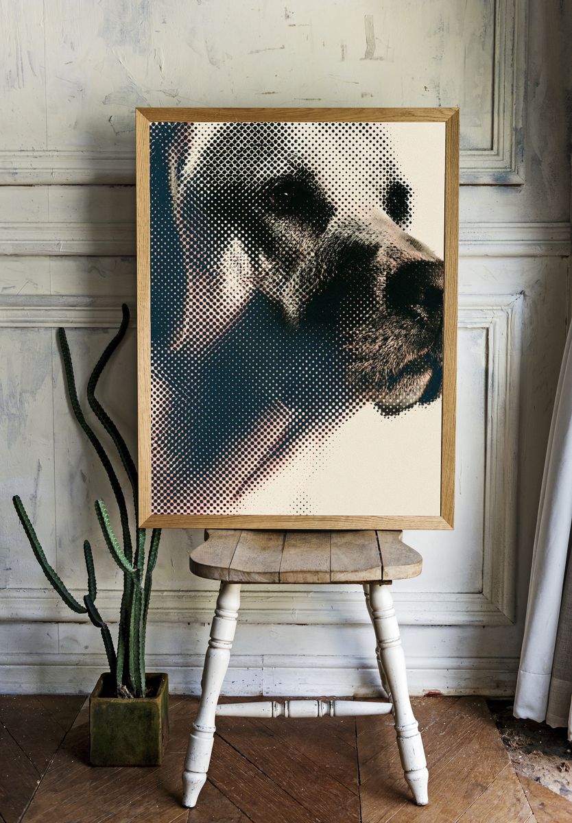 Panda Halftone Portrait Poster. room preview